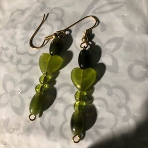 Handmade-green-dangling earrings